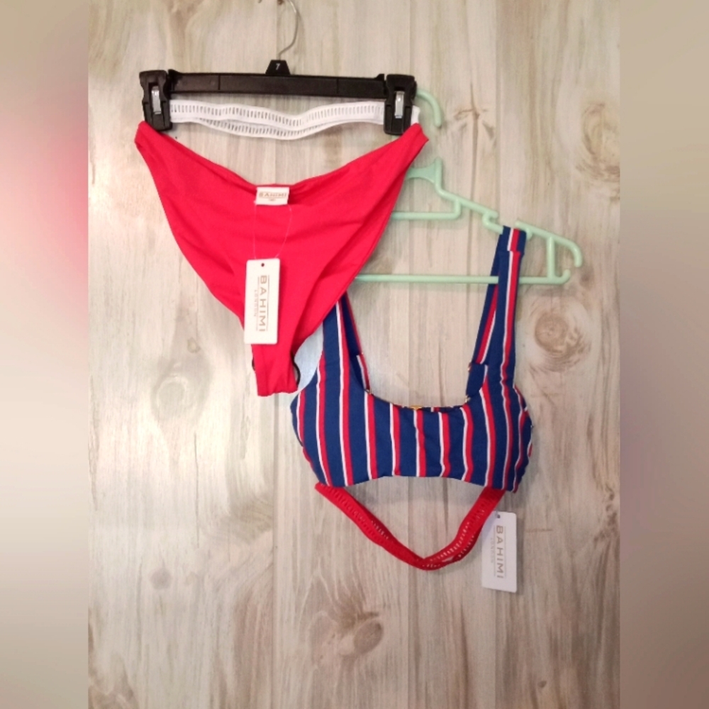 NWT Bahimi London bikini. Red, white and blue.
